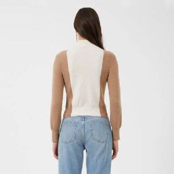 French Connection Sweater Libby Vhari NWT Color Block Top Oatmeal Size XS - Picture 2 of 11